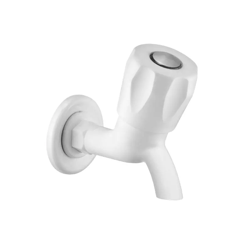 Sparsh Pearl Bib Cock with Flange Standard Series PTMT White Glossy Finish, ET-101