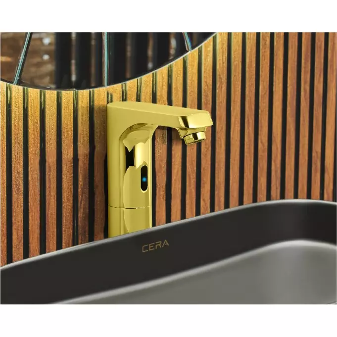 CERA High Neck Sensor Tap Deck Mounted PVD Finish French Gold, F6010108FG