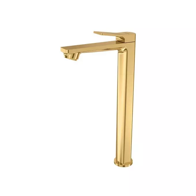 CERA Sylvina Pillar Cock Quarter Turn Deck Mount PVD Finish French Gold with Aerator, F1021102FG