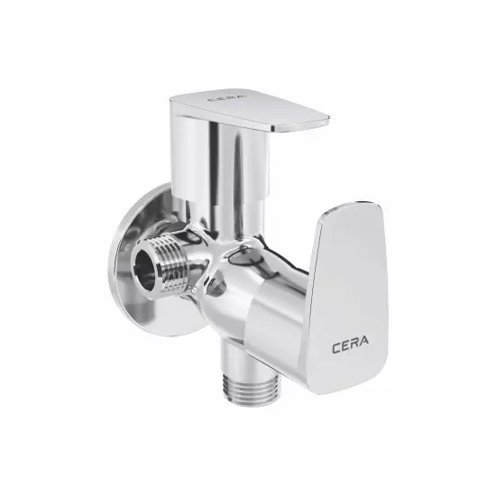 CERA VINE 2-Way Angle Cock with Wall Flange Quarter Turn Wall Mount Silver, F1020211