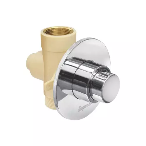 SUPREME Flush Valve Wall Mount Chrome Finish, Silver