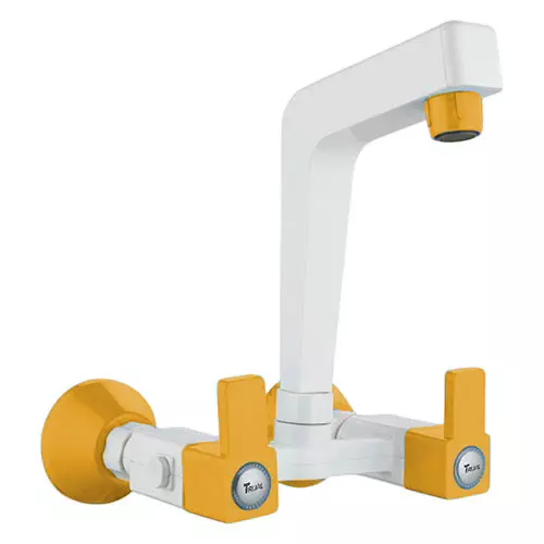 TRIJAL Firoza Plus Sink Mixer Premium With Fiange White, Gold 15 mm Thread & 20 mm Spindle, FIP-114 (Pack of 12)