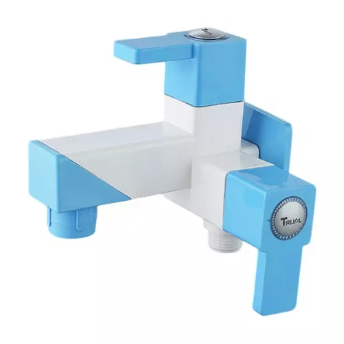 TRIJAL Oscar Plus Two Way Bib Cock With Flange White, Blue 15 mm Thread & 20 mm Spindle, OSP-106 (Pack of 16)