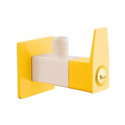 TRIJAL Shark Plus Angle Cock with Flange White, Gold 15 mm Thread & 20 mm Spindle, SHP-102 (Pack of 24)