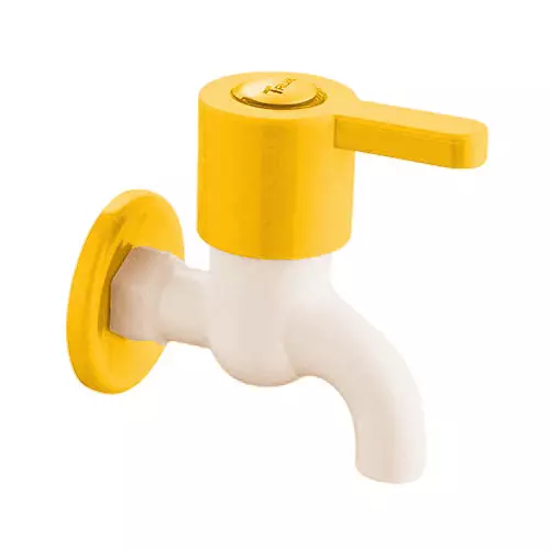 TRIJAL Dolphin Plus Bib Cock with Flange White, Gold 15 mm Thread, DPP-100 (Pack of 24)