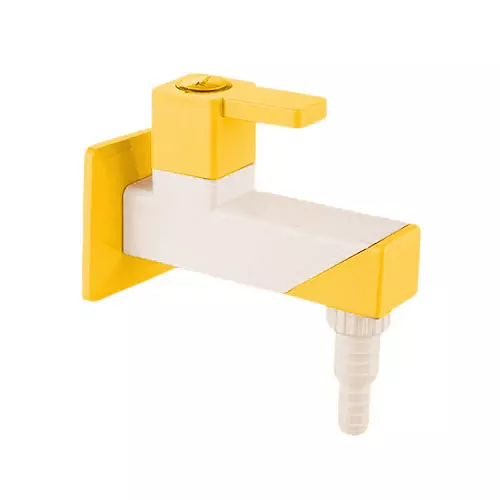 TRIJAL Oscar Plus Bib Cock Nozzle With Flange White, Gold 15 mm Thread & 20 mm Spindle, OSP-104 (Pack of 24)