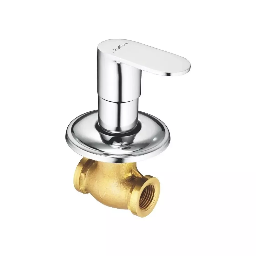 Jabra Concealed Stop Cock (L) Opal Series Brass Chrome Finish Wall Mount 15 mm Silver