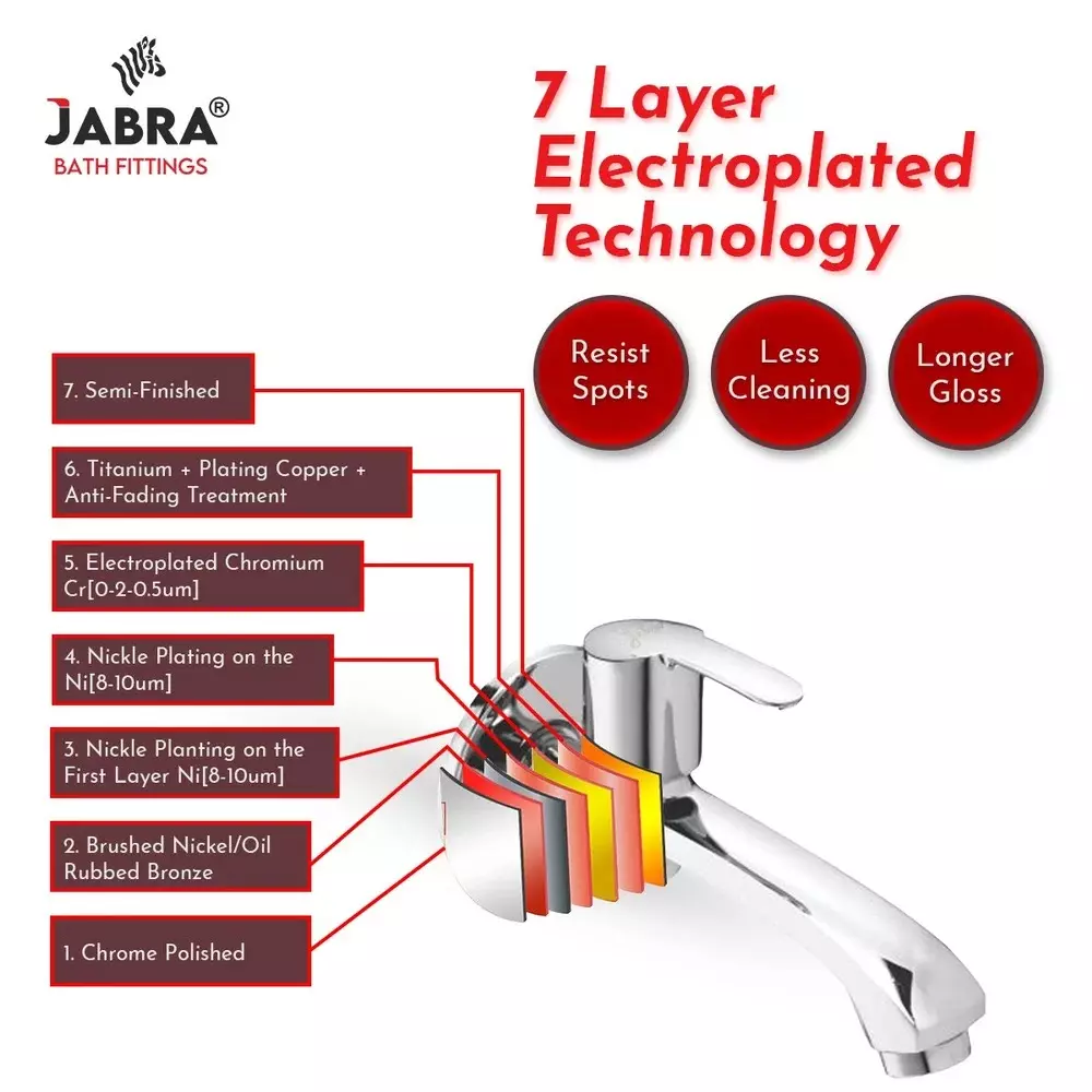 Jabra Long Body Cock Aqua Series Brass Chrome Finish Wall Mount Silver
