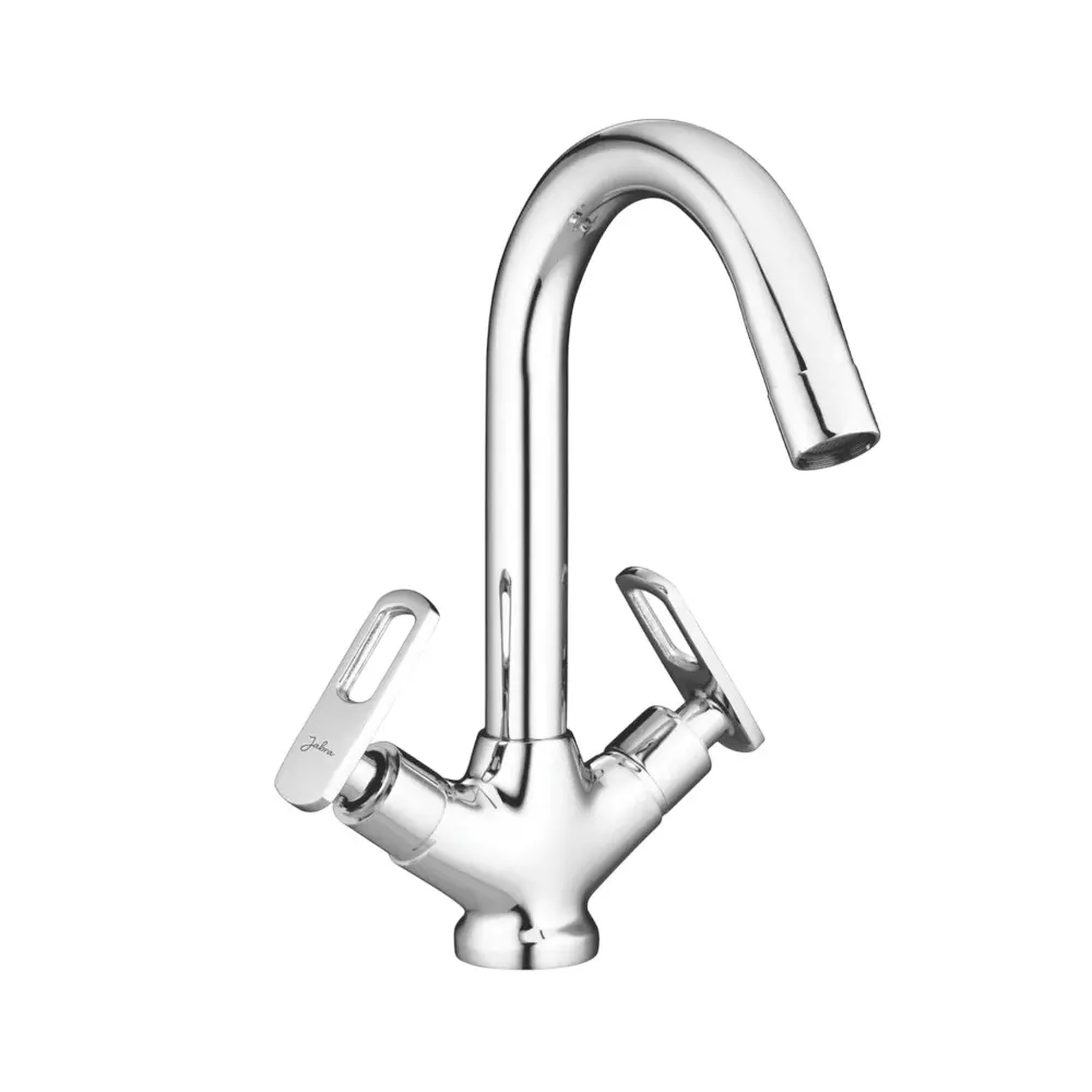 Jabra Center Hole Basin Mirer (L) Apolo Series Brass Chrome Finish Deck Mount Silver