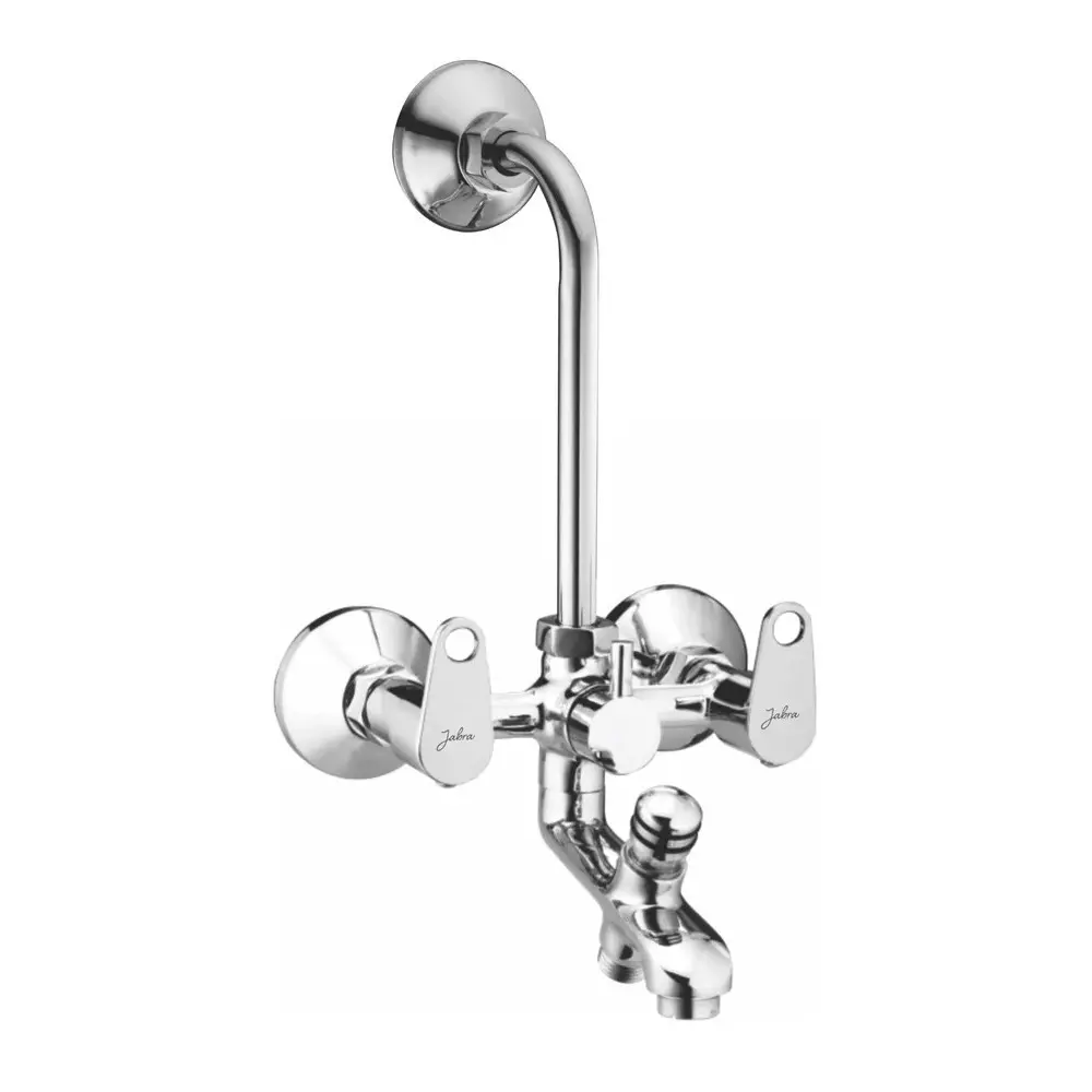 Jabra 3 in 1 Wall Mixer With L-Bend Apolo Series Brass Chrome Finish Wall Mount Silver
