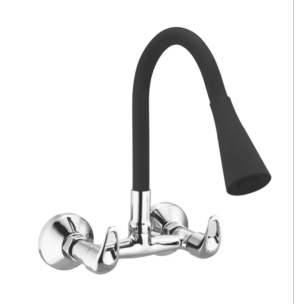 Jabra Dual Flow Sink Mixer Cosmo Series Brass Chrome Finish Wall Mount Black & Silver