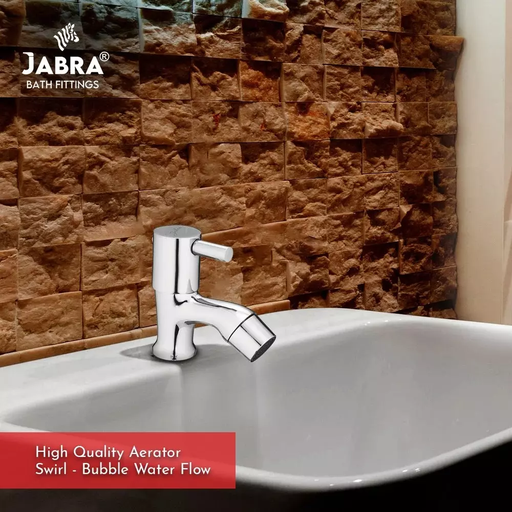 Jabra Pillar Cock Flora Series Brass Chrome Finish Deck Mount Silver