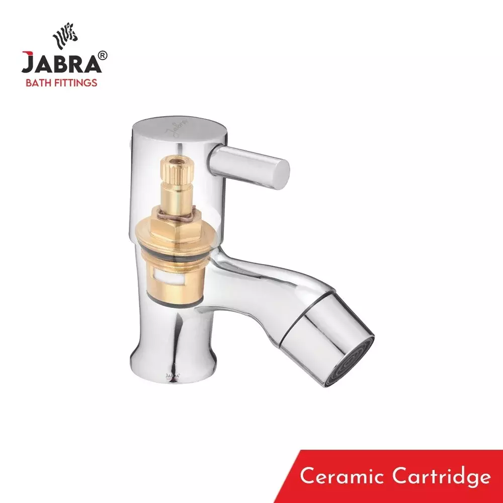 Jabra Pillar Cock Flora Series Brass Chrome Finish Deck Mount Silver