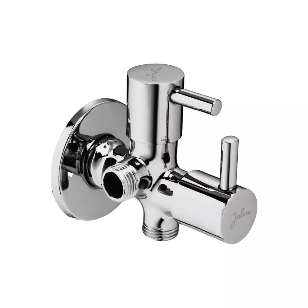 Jabra 2 in 1 Angle Cock Flora Series Brass Chrome Finish Wall Mount Silver