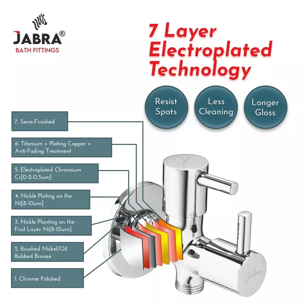 Jabra 2 in 1 Angle Cock Flora Series Brass Chrome Finish Wall Mount Silver