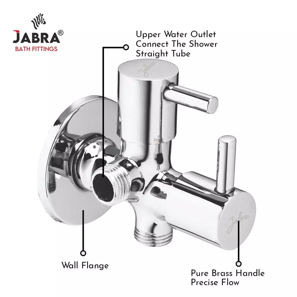 Jabra 2 in 1 Angle Cock Flora Series Brass Chrome Finish Wall Mount Silver