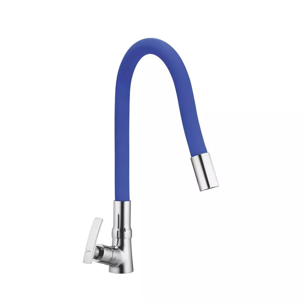 Jabra Single Flow Sink Cock Soft Series Brass Chrome Finish Deck Mount Blue
