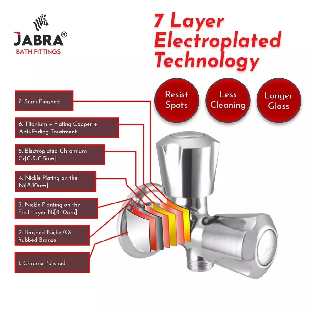 Jabra Angle Cock (L) Sleek Series Brass Chrome Finish Wall Mount Silver