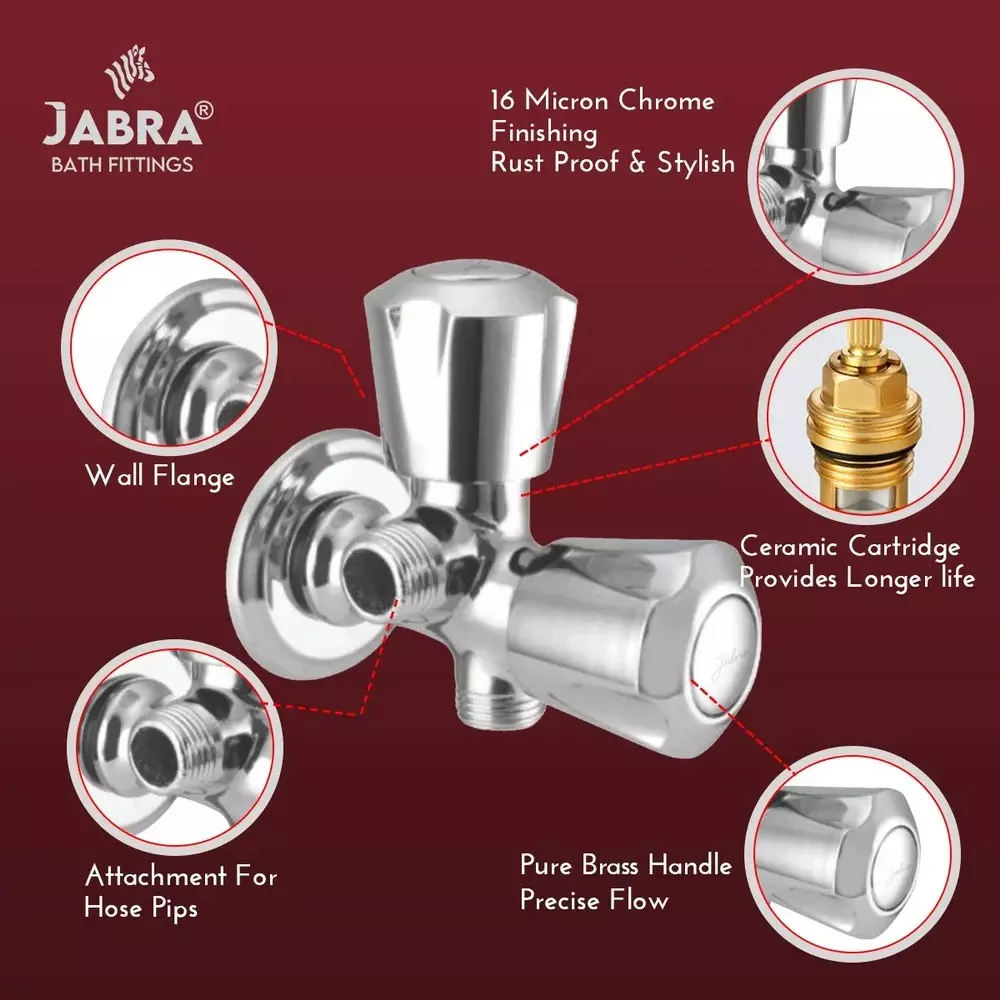 Jabra Angle Cock (L) Sleek Series Brass Chrome Finish Wall Mount Silver