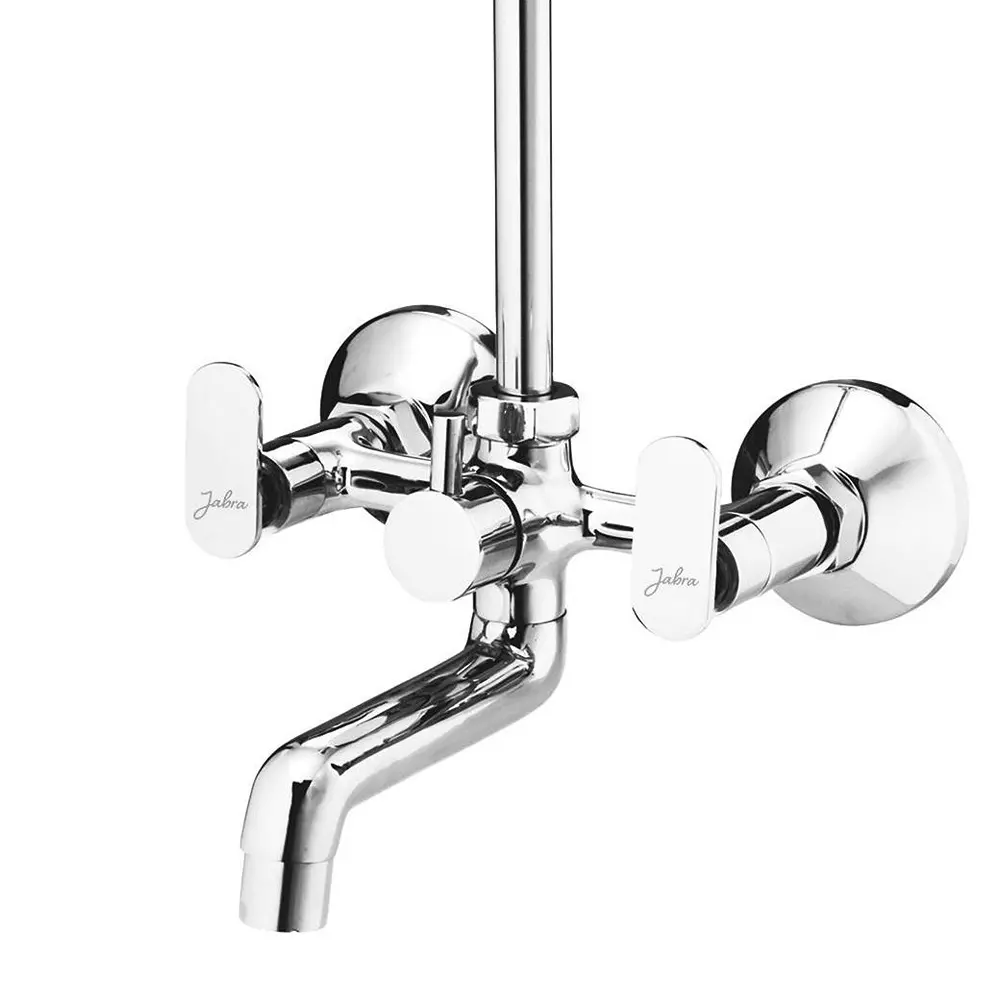 Jabra Wall Mixer With L-Bend (L) Leaf Series Brass Chrome Finish Wall Mount Silver