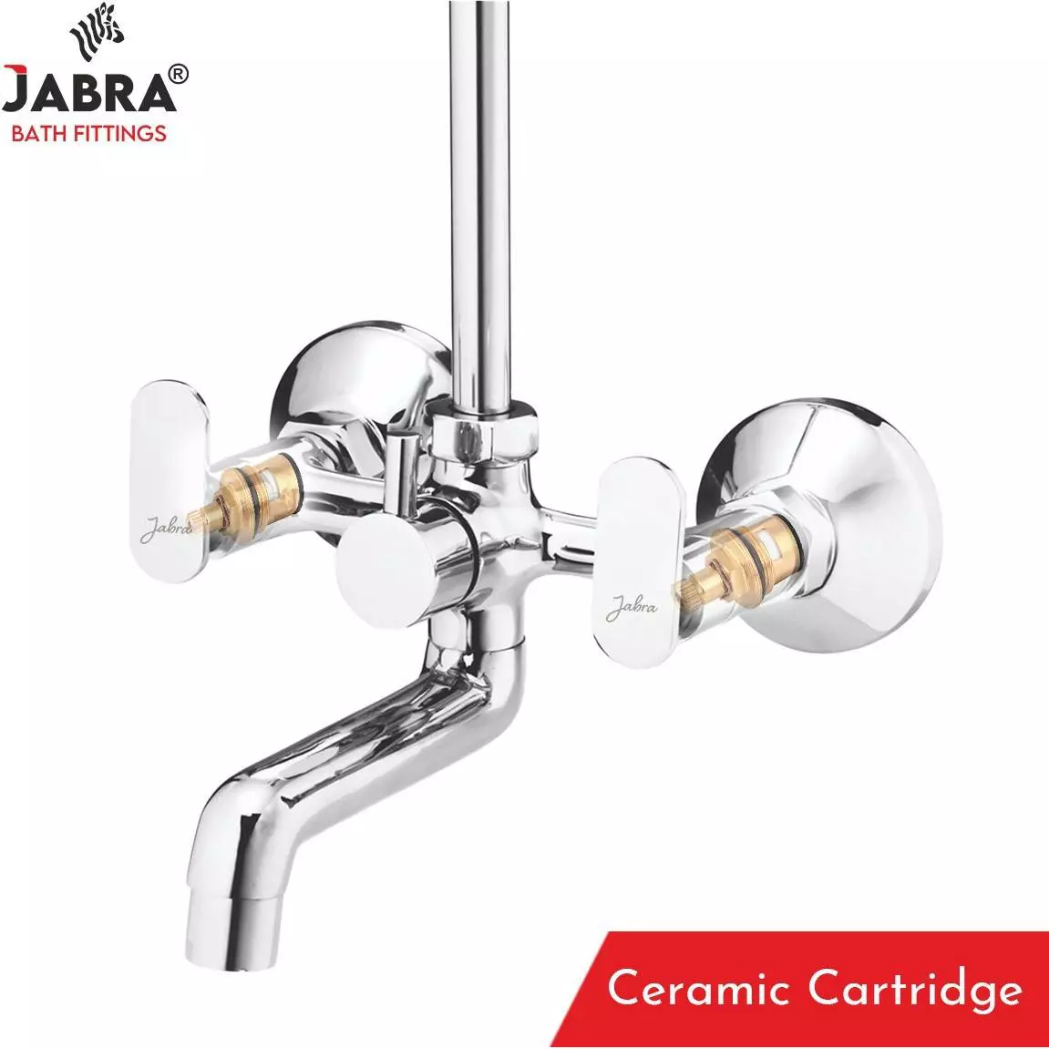 Jabra Wall Mixer With L-Bend (L) Leaf Series Brass Chrome Finish Wall Mount Silver