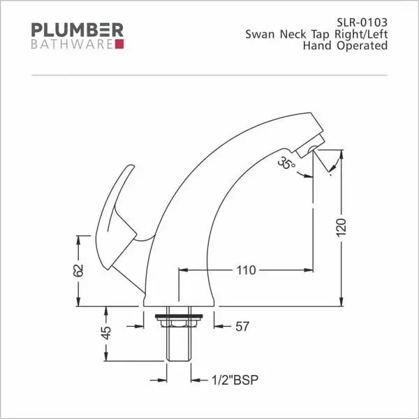 PLUMBER Stellar Pro Series Swan Neck Tap Right Hand Operated, SLR-0103-R