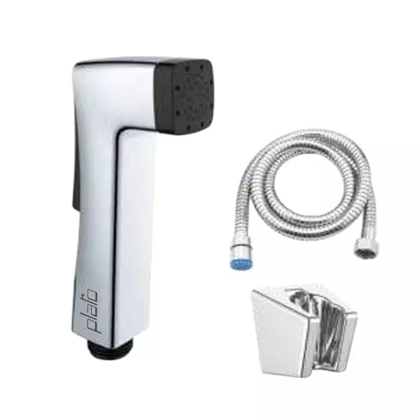 PLATO TWIST Series Health Faucet Set Silver & Black with Wall Hook & 1.5 m SS 304 Tube, 7346