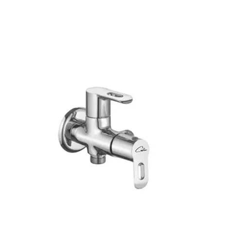 CASLLA Angle Valve Two in One with Wall Flange Curve Series Brass Chrome Finish Silver, CRE-CHR-812319