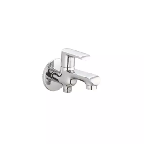 CASLLA Bib Cock Two in One with Wall Flange Curl Series Brass Chrome Finish Silver, CRL-CHR-832318