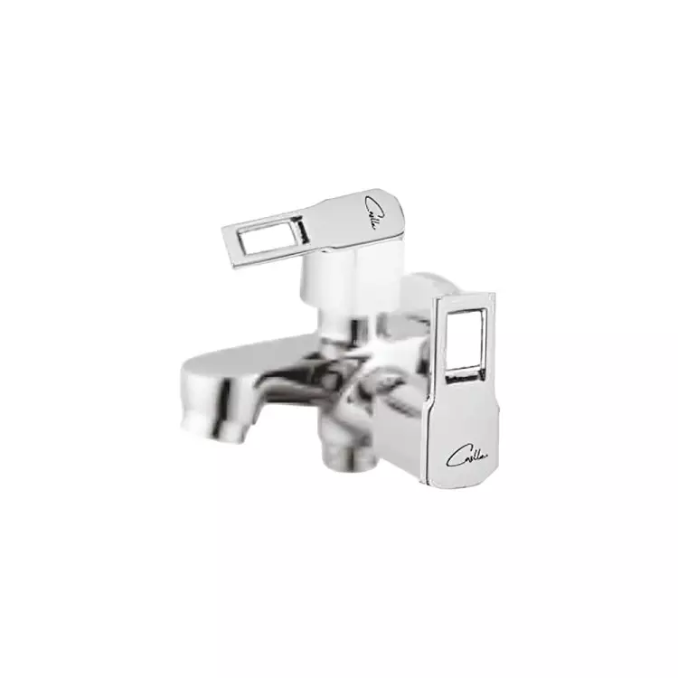 CASLLA Bib Cock Two in One with Wall Flange Cozi Series Brass Chrome Finish Silver, CZ-CHR-762317