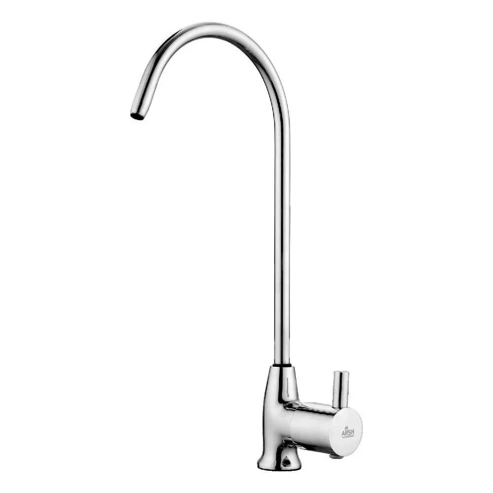 AR5H RO Swan Neck Faucet 360° Swivel with Long Thread Brass Chrome Finish ‎Deck Mount, STIC RO-0019