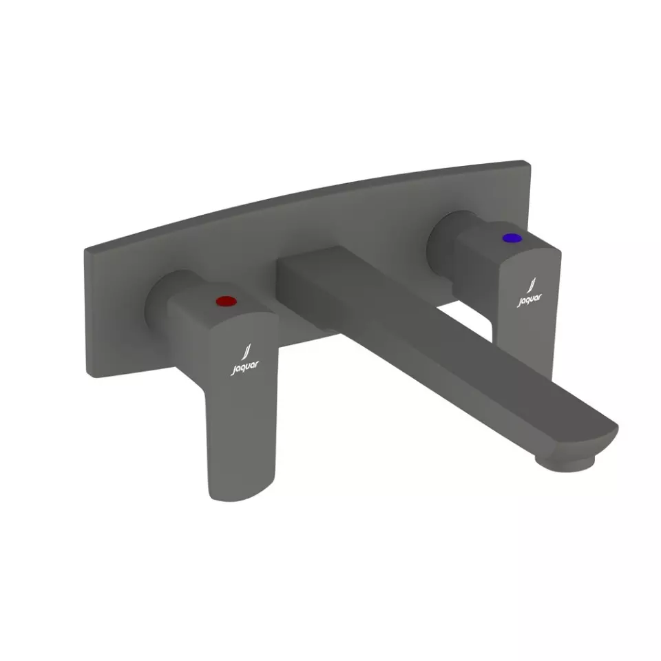 Jaquar Two Concealed Stop Taps with Basin Spout Kubix Prime Series Brass Graphite Finish Wall Mount, KUP-GRF-35433PM