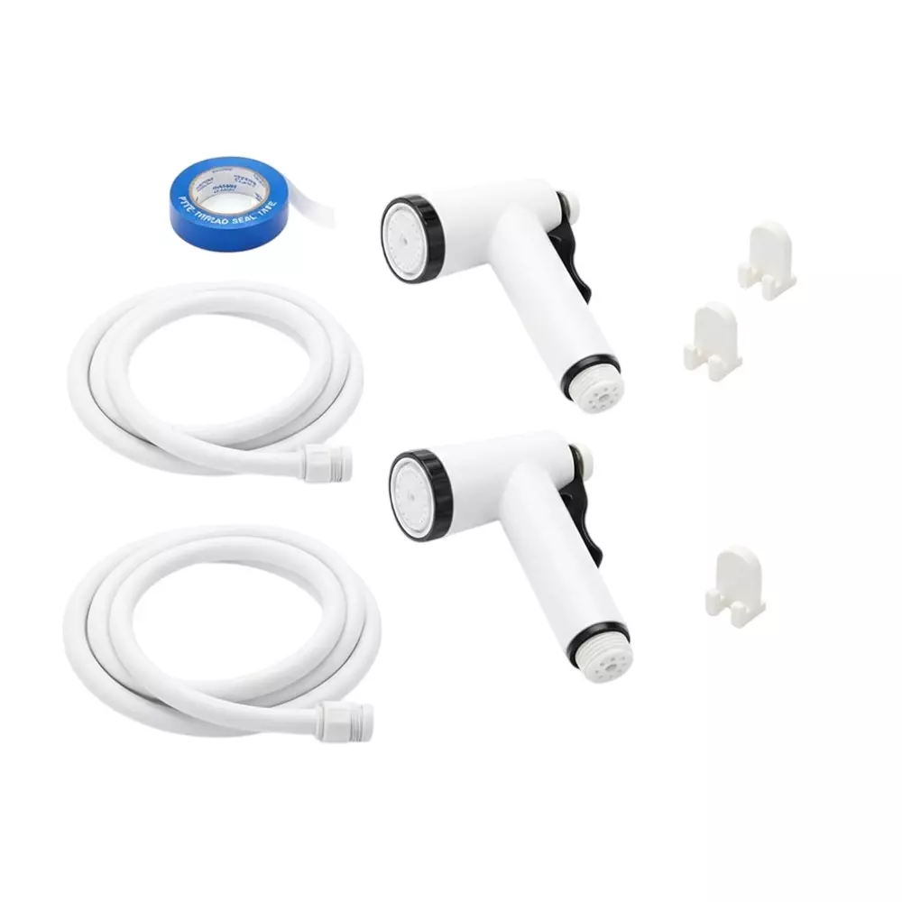 GENERIC Flexible Health Faucet Set 1 m Tube Length Standard Size White with Teflon Tape For Bathroom & Toilet