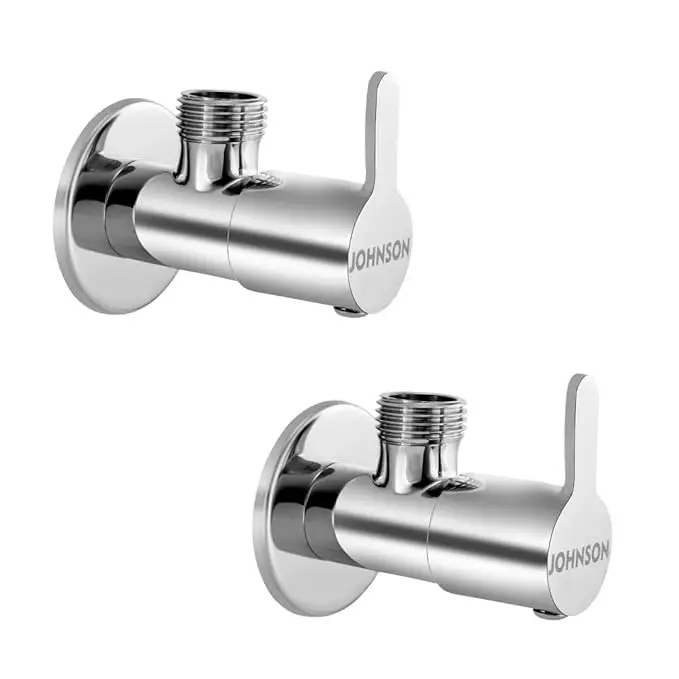 GENERIC Mini Brass Angle Tap 12.7 mm (1/2 inch) Connection Flange Chrome Finish Wall Mounted Alloy Steel Silver (Pack of 2)