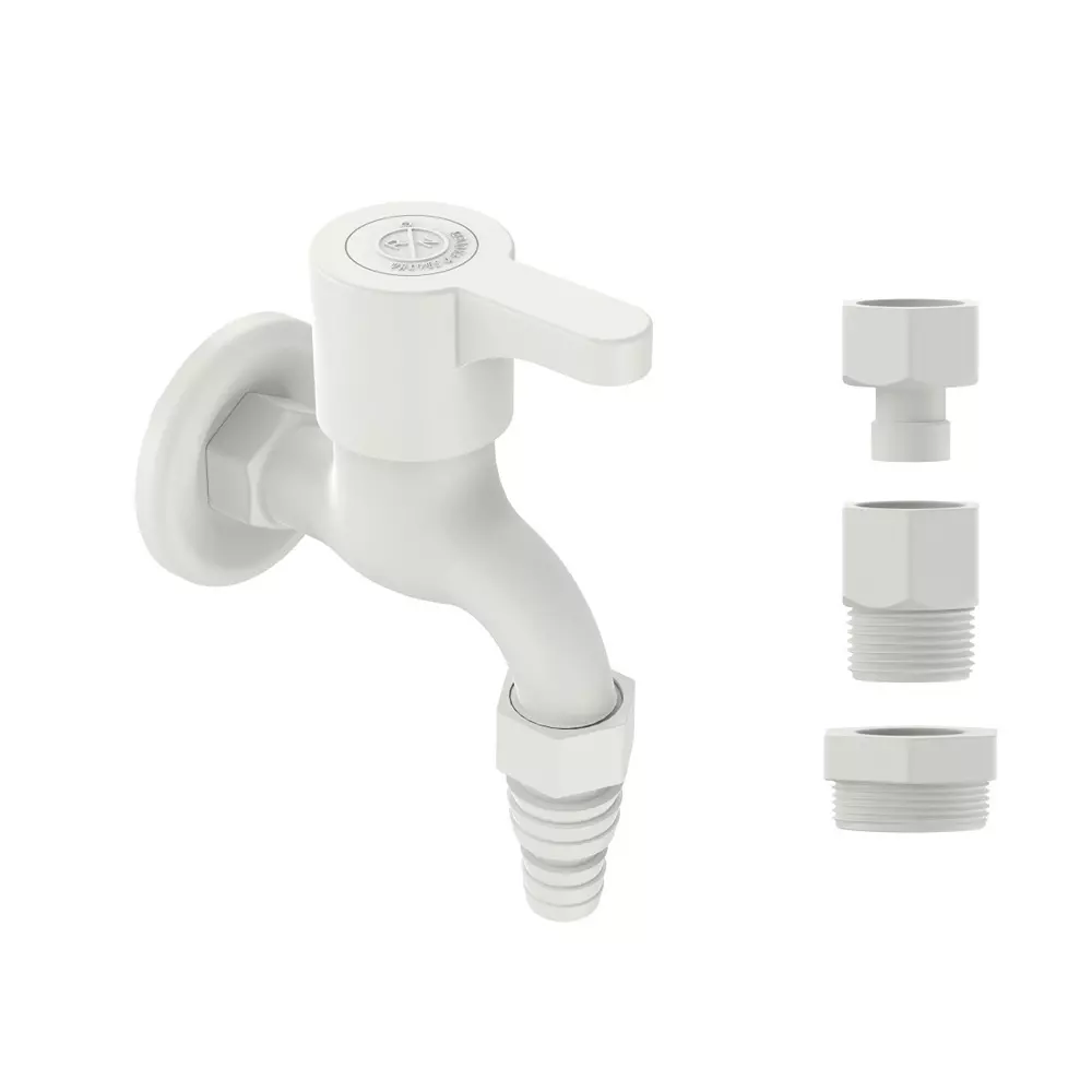 RN Washing Machine Faucet Tap Kit PTMT White Box Packaging Type 1/2 Inch (15 mm) Size for Kitchen & Bathroom Use, RNPRB01A28