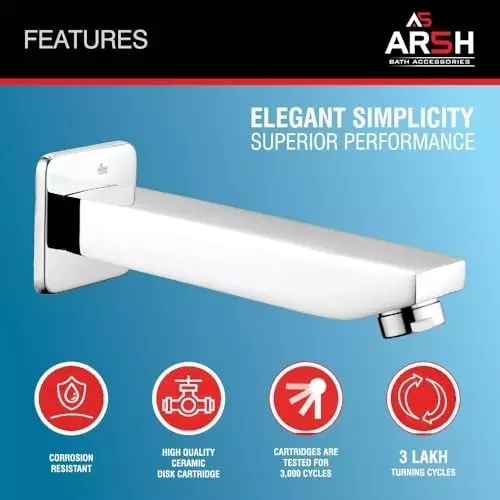 ar5h-bath-tub-spout-brass-with-square-wall-flange-chrome-finish-317g-compatible-with-all-diverters-and-mixers-ace-0040