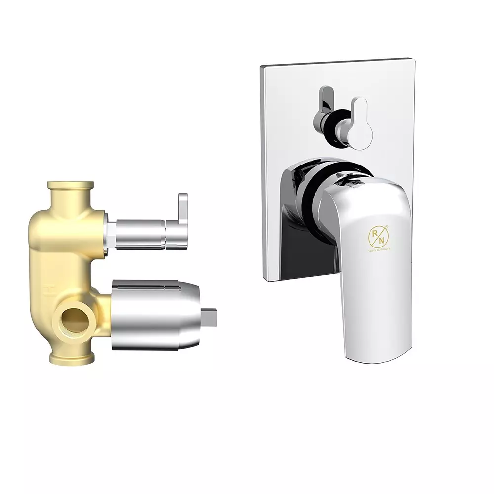 RN Solitaire Pro Chrome Plated Collection Single Lever Expose & Concealed Part Kit 2 Inlet & 2 Outlet Diverter Body Ultra Hi Flow 4 Way Wall Mounted 1 3/4 Inch (45 mm) Size