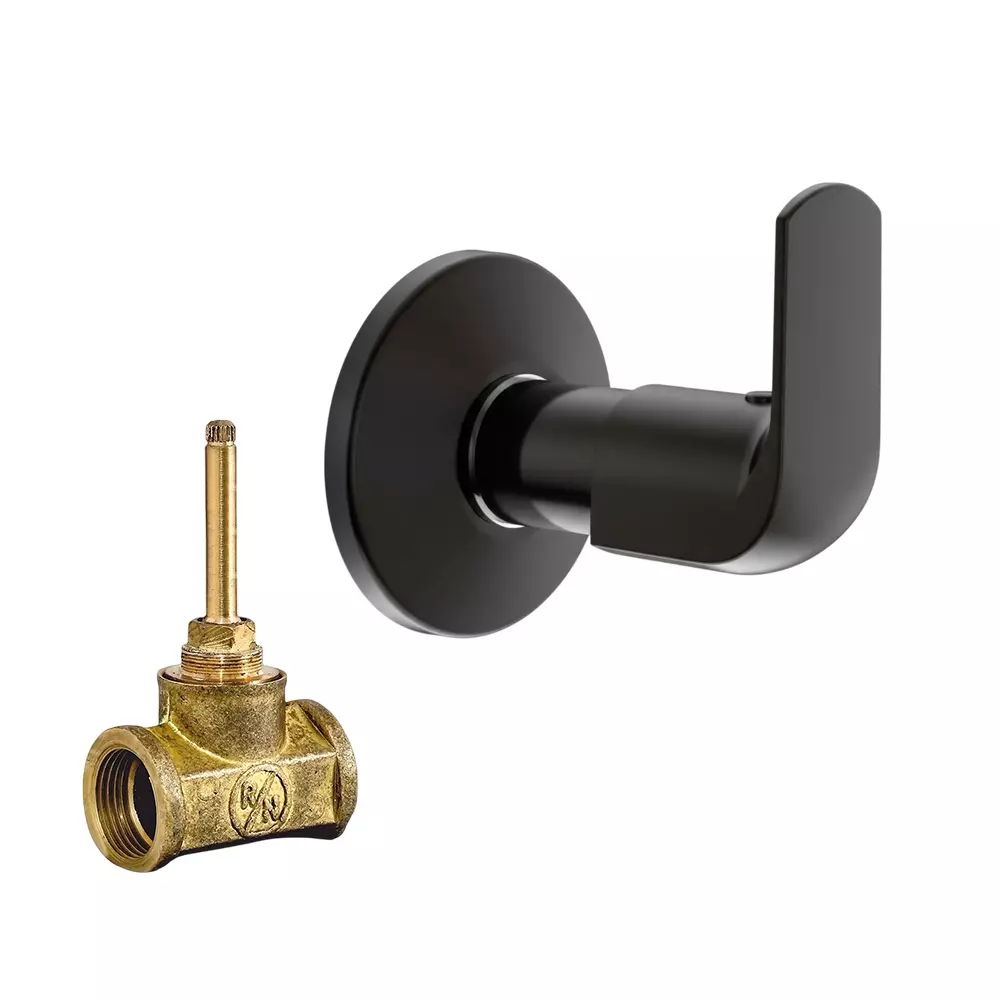 RN Solitaire Pro Black Collection Expose & Concealed Stop Tap Kit Wall Mounted 1/2 Inch (15 mm) Size