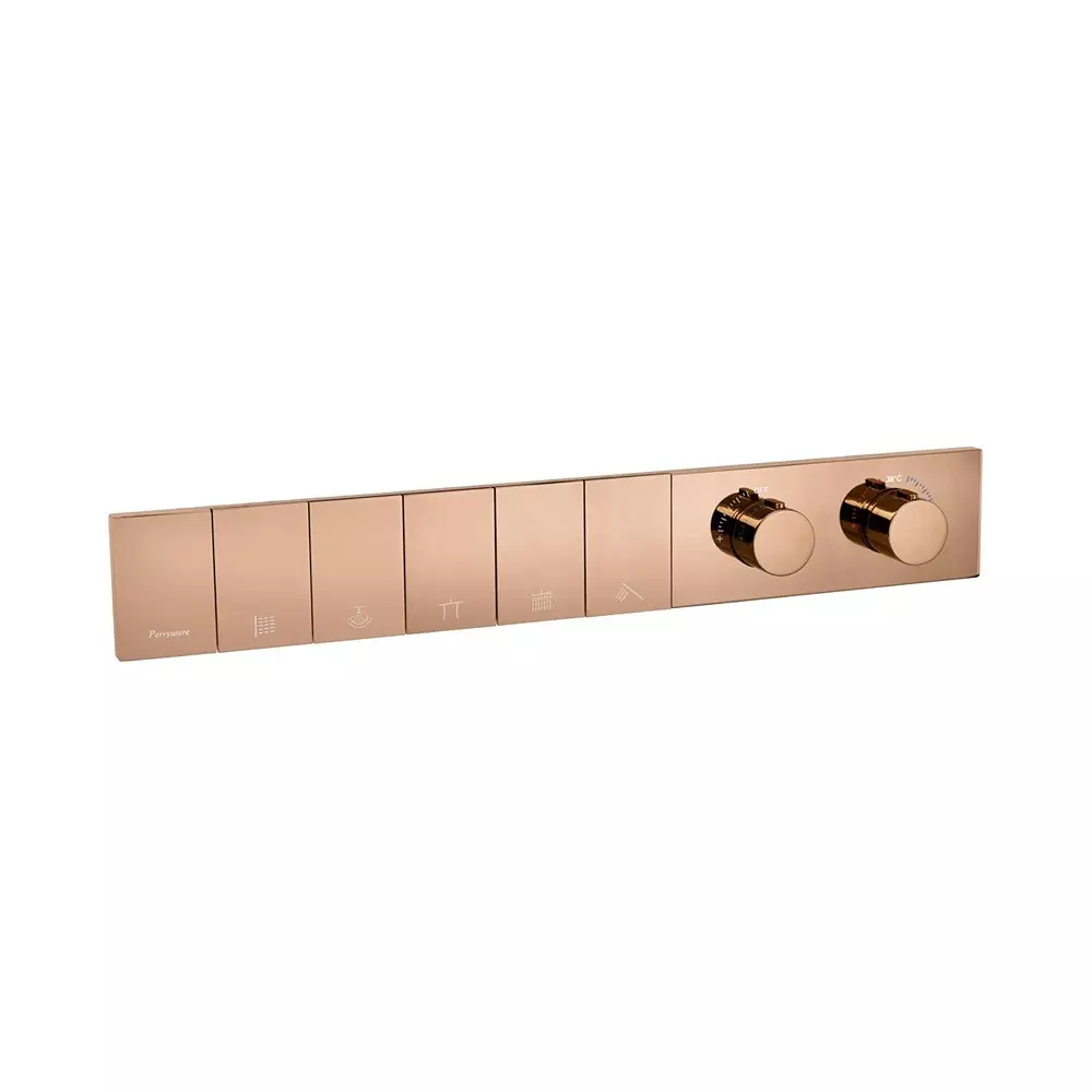 Parryware Harmony Thermostatic Diverter Upper Trim Piano Type 5-Way Deep Rose Gold, T5150A4