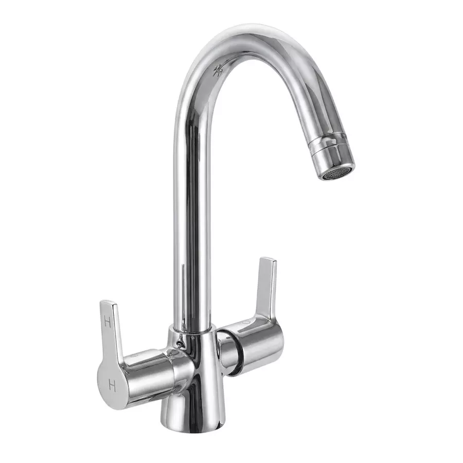 PLUMBER Ecoline Series Evion Range Centre Hole Basin Mixer With Swivel Spout, Chrome Finish and Deck Mounted, EVN-5102