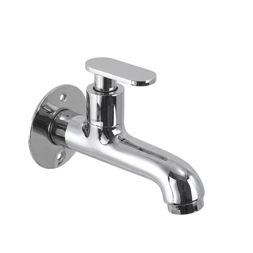 PLUMBER Ecoline Series Eva Range Bib Tap Long Nose Foam Flow, Wall Mounted and Chrome Finish, EVA-0204