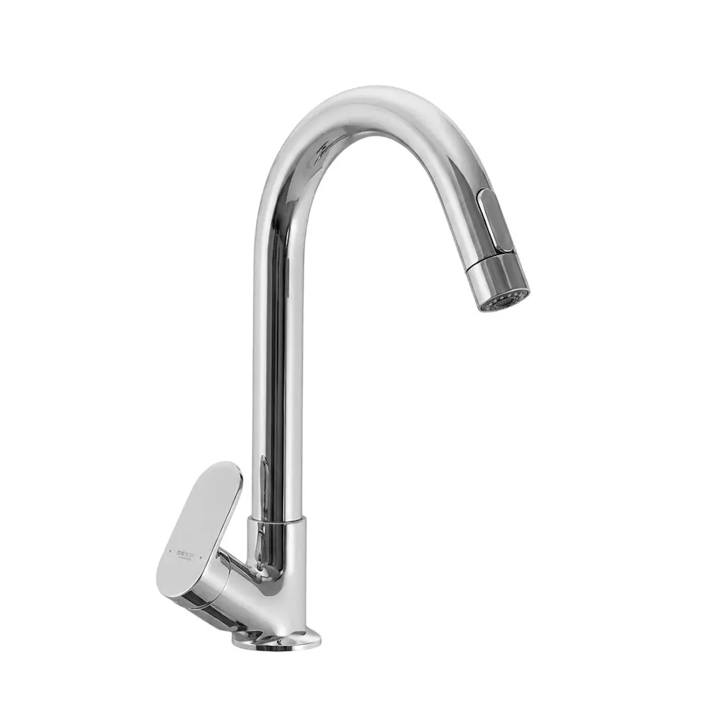 PLUMBER Ecoline Series Earl Range Swan Neck Tap With Swivel Spout and Foam Flow, Deck Mounted and Chrome Finish, ERL-0104