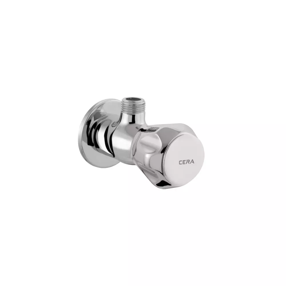 CERA Ocean Quarter Turn Angle Tap With Wall Flange Silver Wall Mounted for Bathroom Use, QT F2006201