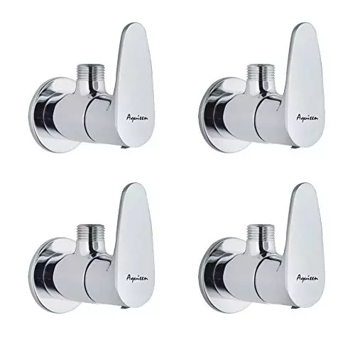 Aquieen Vega Brass Silver Angle Stop Valve Pack of 4 Piece