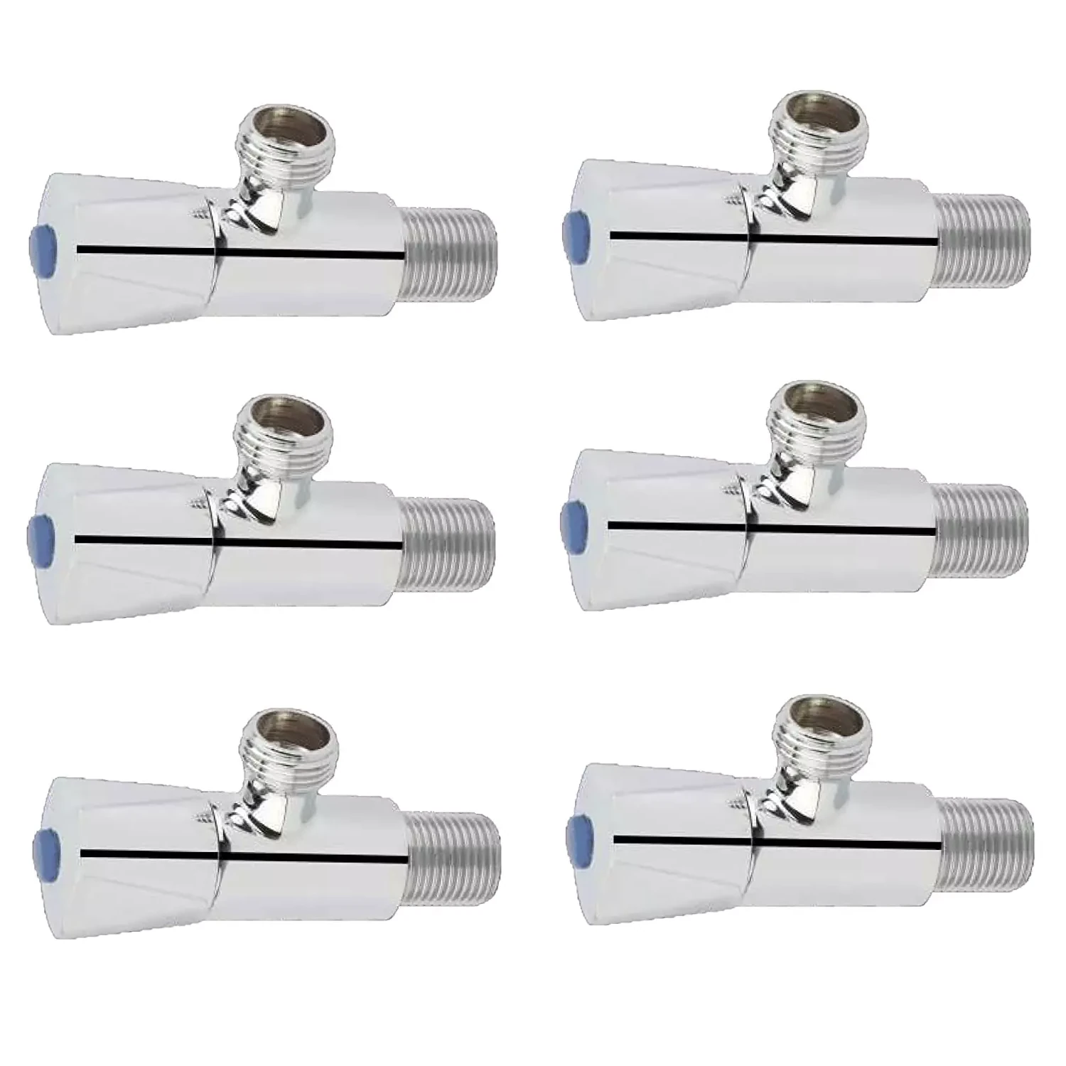 Aquieen Triangle Brass Silver Angle Stop Valve Pack of 6 Piece