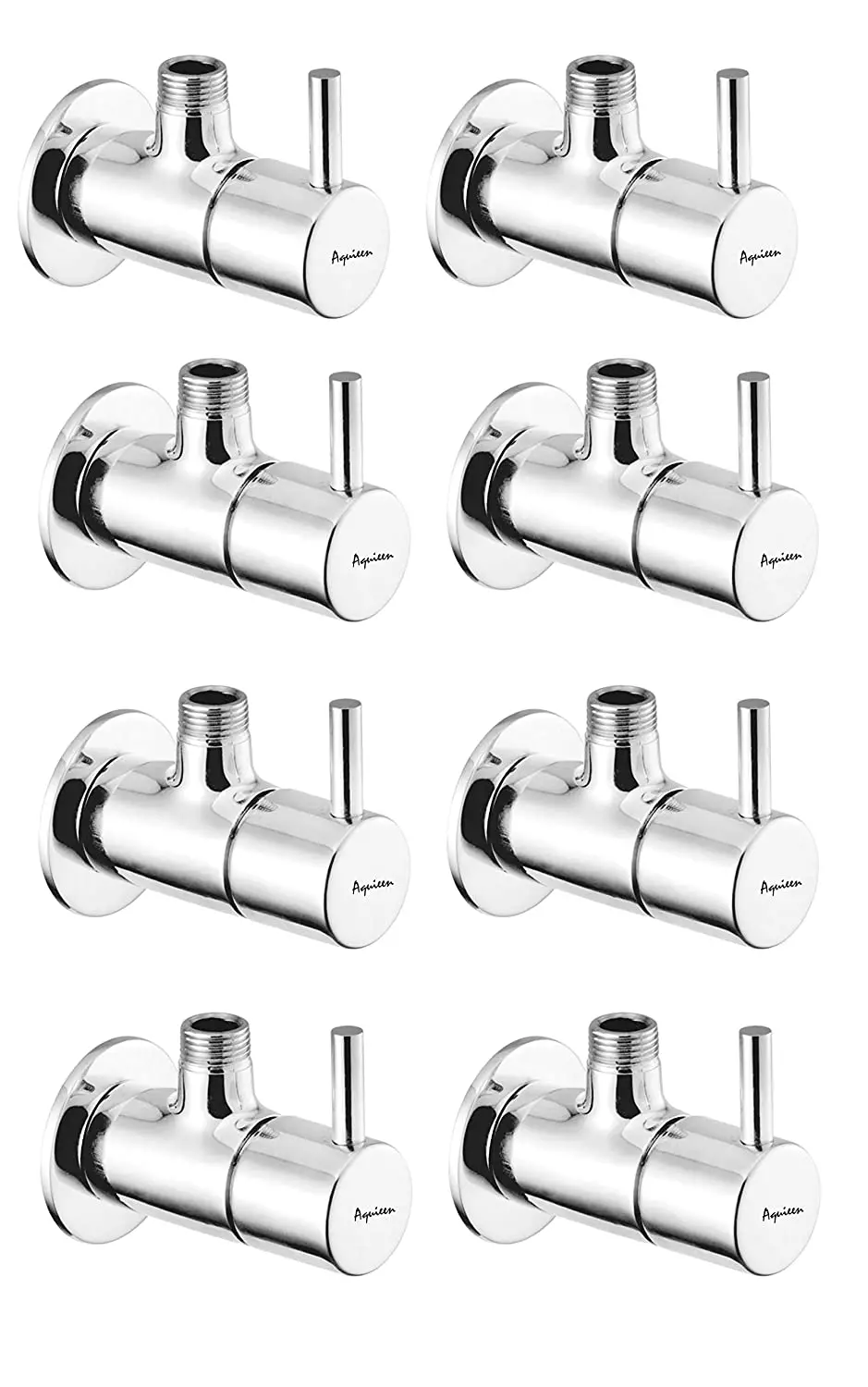 Aquieen Fluid Brass Silver Angle Stop Valve Pack of 8 Piece
