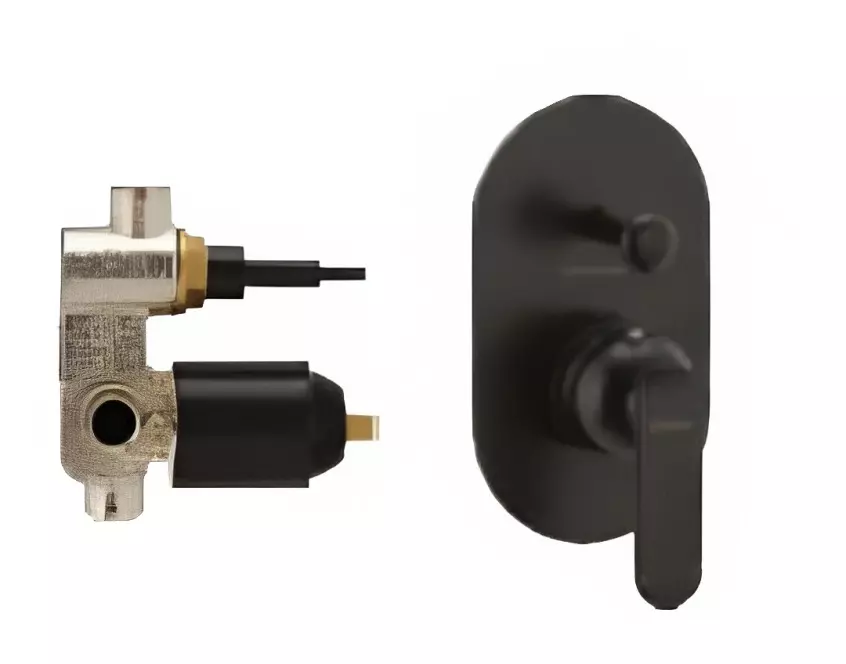 CERA Brooklyn High Flow Concealed Diverter Matte Black, F1018721BM + F4030101BM (Set of 2 Pcs)