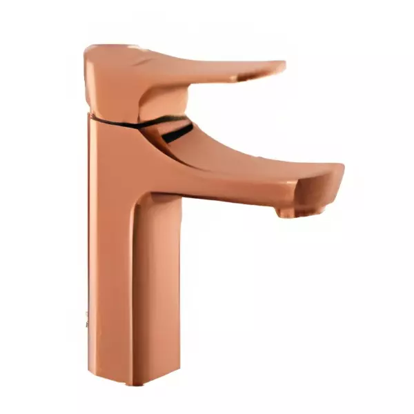 CERA Perla Single Lever Table Mount Basin Mixer Rose Gold with Connection Pipe, F1012451RG