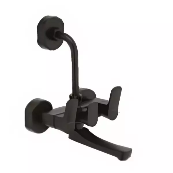 CERA Perla Three Lever Wall Mount Wall Mixer Matte Black for Overhead Shower, F1012401BM