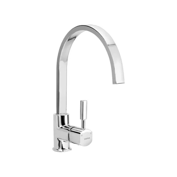 CERA Gayle Table Mount Sink Mixer with Swivel Spout and Braided Connection Pipe, F1014551